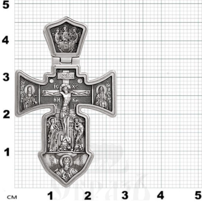 морской крест «распятие. ангел хранитель», золото 585 проба белое (арт. 201.908-3)